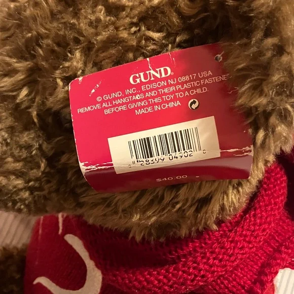 Gund Millenial Bear with Red Sweater - Picture 2 of 5